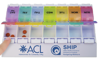 AM/PM Weekly Push Button Pill Tray